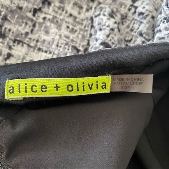 Alice & olivia-black white & grey tweed mini skirt (size:2) - Picture 7 of 7